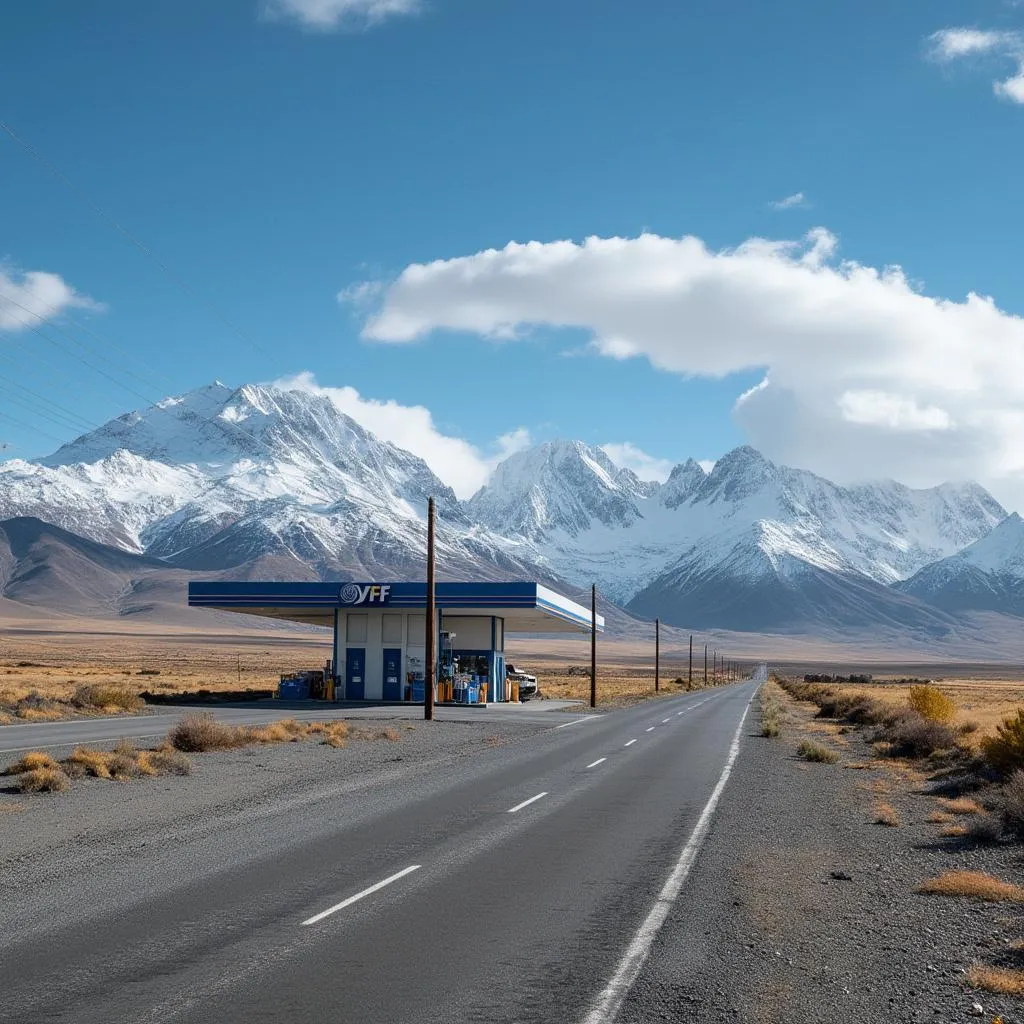 Estación YPF en ruta patagónica