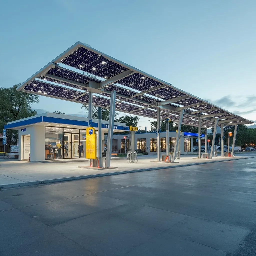 Estación con paneles solares