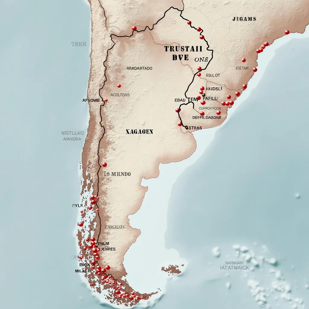Mapa de Argentina con ubicaciones de estaciones YPF